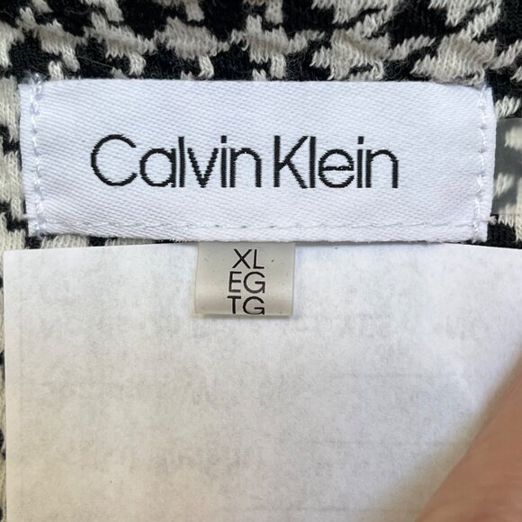 Calvin Klein Womens Houndstooth Open Front Cardigan Moto Blazer XL Black & White - Picture 6 of 10